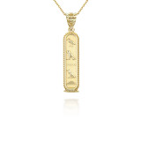 Yellow Gold Egyptian Hieroglyphics Pendant Necklace