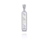 White Gold Egyptian Hieroglyphics Pendant