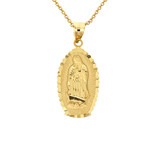 Yellow Gold Saint Guadalupe Illuminated Pendant Necklace