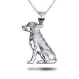White Gold Labrador Retriever Sitting Pet Dog Pendant Necklace