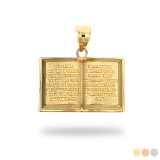 Yellow Gold English Open Bible Pendant