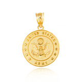 Gold United States Army Officially Licensed Eagle Emblem Medallion Pendant