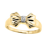 Yellow Diamond Ribbon Bow Dainty Ring
