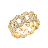 Unisex Gold Cuban Link Chain Design Diamond Eternity Band