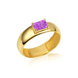 Yellow Gold Amethyst Birthstone Radiant Cut 5 mm Band Ring