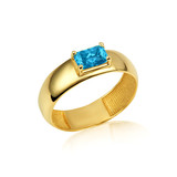 Yellow Gold Blue Topaz Birthstone Radiant Cut 5 mm Band Ring