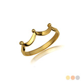 Yellow Gold Beaded Royal Crown Ring