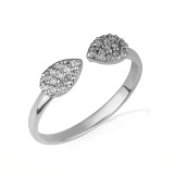White Gold Twin Pear Diamond Studded Band Ring