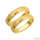 Gold Irish Celtic Trinity Knot Eternity Unisex Band Ring Set