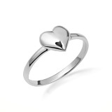 White Gold Solid Heart Love Ring