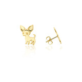 Yellow Gold Chihuahua Pet Dog Stud Earrings