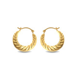 14K Yellow Gold Large Croissant Twisted Reversible Hoop Earrings