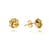 14K Yellow Gold Interlocking Love Knot Textured Stud Earrings