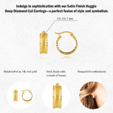 Yellow Gold Satin Finish Diamond Cut Hoop Earrings measurement