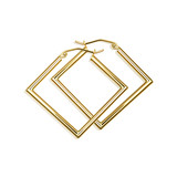 Yellow Gold Square Leverback Earrings