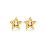 14K Yellow Gold Diamond Star Baby Stud Earrings