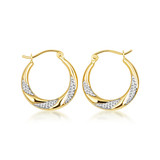 14K Two Tone Gold Textured Hoop Earrings