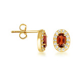 Gold Genuine Gemstone Halo Stud Earrings (Available in Yellow/Rose/White Gold)