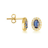 Gold Genuine Gemstone Halo Stud Earrings (Available in Yellow/Rose/White Gold)