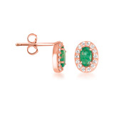 Gold Genuine Gemstone Halo Stud Earrings (Available in Yellow/Rose/White Gold)