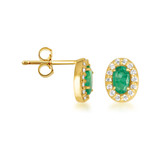 Gold Genuine Gemstone Halo Stud Earrings (Available in Yellow/Rose/White Gold)