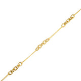 14K Yellow Gold Circle Chain Link Love Knot Bracelet 7"