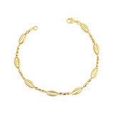 14K Yellow Gold Tube Link Cut Bracelet 7"