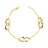 14K Yellow Gold Oval Link Love Knot Bracelet 7"
