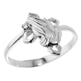 White Gold Praying Hands Diamond Ring