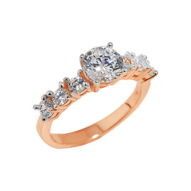 Rose Gold CZ-Studded Engagement Ring