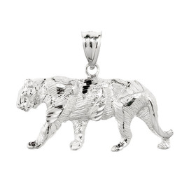 Sterling Silver Diamond Cut Tiger Pendant