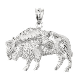 Sterling Silver Diamond Cut Bison Pendant