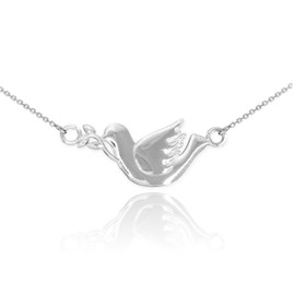 14K White Gold Dove Necklace