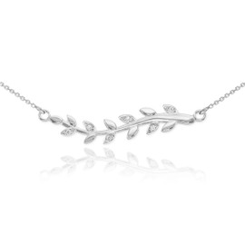 Sterling Silver CZ Olive Branch Necklace