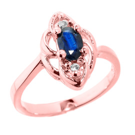 Rose Gold Diamond and Blue Sapphire Proposal Ring