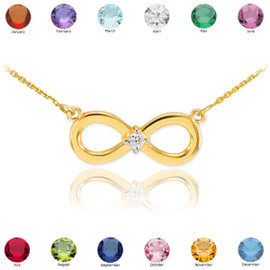 14K Gold Infinity CZ Birthstone Necklace