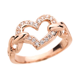 Rose Gold Diamonds Studded Infinity Heart Love Ring