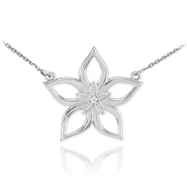 Sterling Silver CZ Star Flower Necklace