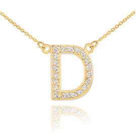14k Gold Letter "D" Diamond Initial Necklace