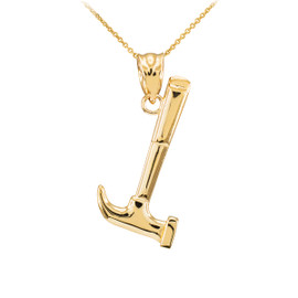 Polished Gold Hammer Pendant Necklace