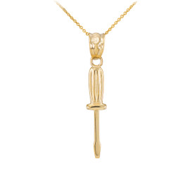 Polished Gold Screwdriver Pendant Necklace