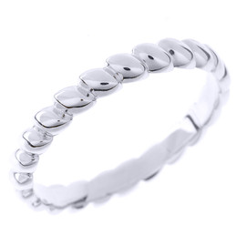 Solid White Gold Rice Beaded Stackable Ring