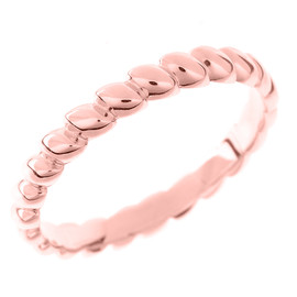 Solid Rose Gold Rice Beaded Stackable Ring