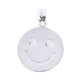 Sterling Silver Smiley Face Disc Pendant