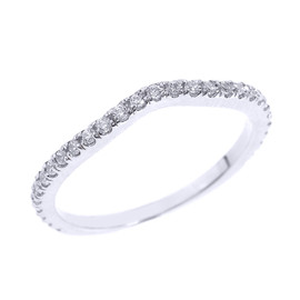 14k White Gold Chevron Stackable CZ Wedding Band