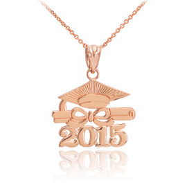 Rose Gold "CLASS OF 2015" Graduation Pendant Necklace