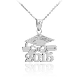 Silver "CLASS OF 2015" Graduation Pendant Necklace