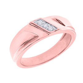 Rose Gold Men's Diamond Wedding  Band