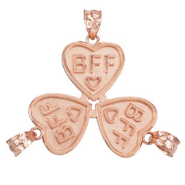 3pc Rose Gold 'BFF' Heart Pendant Set