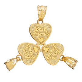 3pc Gold 'Best Friends' Heart Charm Set